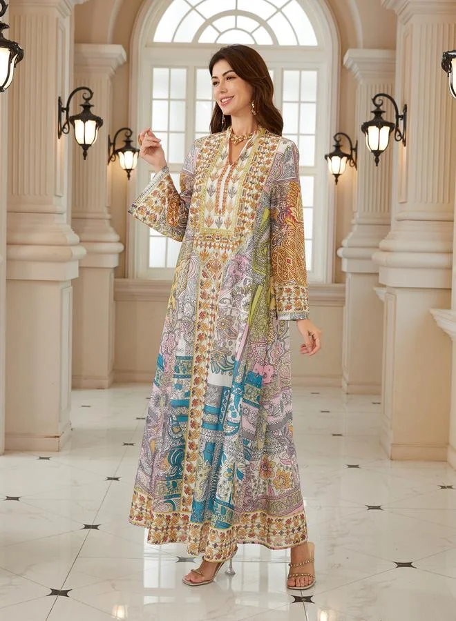 تايك تو جلابية مطبعة بقصة واسعة